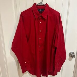 Polo by Ralph Lauren Men's Red Shirt Size XL 100% Cotton Vintage 90s EUC